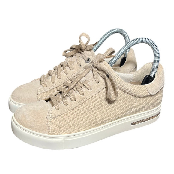 Birkenstock Shoes - Birkenstock Womens Bend Low Sneakers Shoes Lace Up Beige Suede Size 37